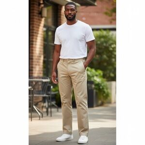 Polo Ralph Lauren Philip Pant 42x30 tan Chino Flat Front 100% Cotton S005 Patch